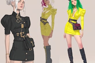 create unique fashion design sketches and digital fashion