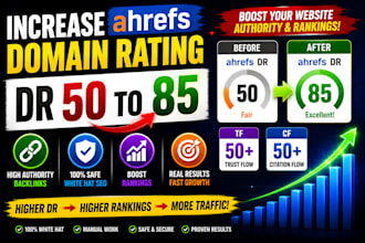 increase ahrefs DR 50 to 85 with tf cf 50 plus