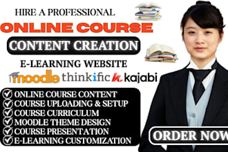 setup moodle online course website, elearning content for learnworlds learndash