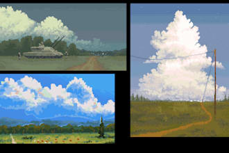 draw pixelart background landscape game art