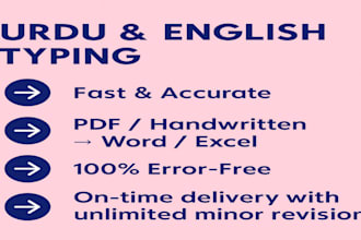 type urdu and english from PDF, image or handwritten to word
