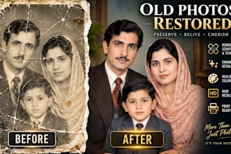 restore, repair, colorize and enhance old damaged photos