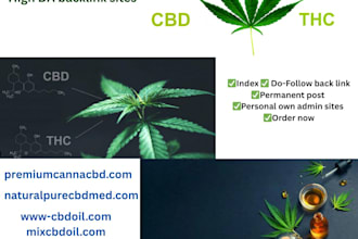 build cbd, cannabis SEO links via da50 plus guest posts with indexing