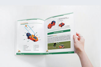 create user manual, product guide, step by step, instruction manual, PDF design