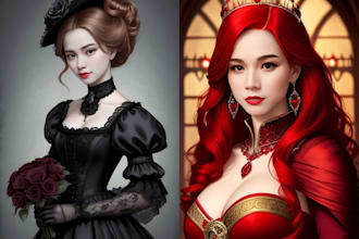 create a gothic fantasy portrait with a dark aesthetic