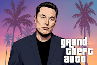 custom gta style vector art, gta character, merch, or gifts