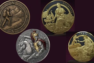 design custom 3d coin, bas relief, medallion for stl 3d printing