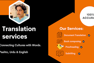 do professional pashto urdu and english translation