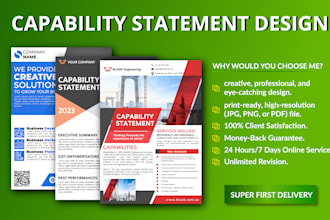 design a professional capability statement in 8 hours