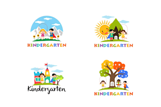 do modern daycare, childcare, baby shop, preschool and kids logo design