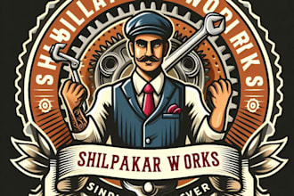 design high quality shilpokar works vintage logo with t shirt design
