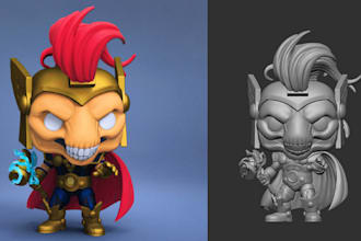 make 3d funko pop collectibles,vinyl toy,zbrush stylized cute model,3d print,stl