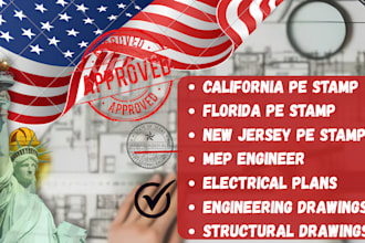 california fl tx nj pe stamp electrical mep plan structural engineering drawings