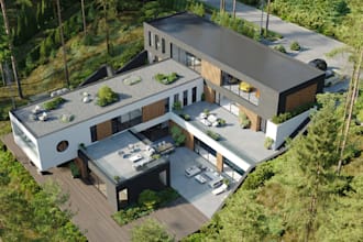 modernize 3d forest house,3d summer mobile house,3d rooftop,3d landscap view,skp