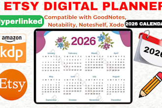 design a hyperlinked etsy digital planner with calendar