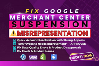 restore gmc suspension, fix misrepresentation issues, improve shopping feed