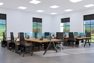 renovate 3d office interior,co working space, furniture layout,3ds max rendering