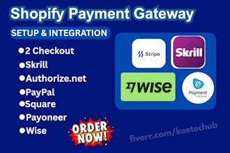 setup shopify payment gateway, shopify balance, paypal and stripe integration