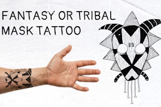 design a custom fantasy or tribal mask tattoo