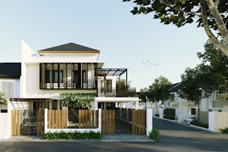 remodel 3dapartment exterior,outdoor rendering,luxury home decor,skp,fence model