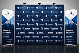 create step and repeat backdrop and banner for trade show or events