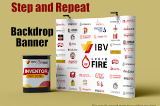 design step and repeat, backdrop and rollup banners