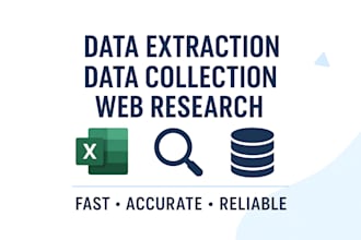 do data extraction, data collection, web research, and data entry