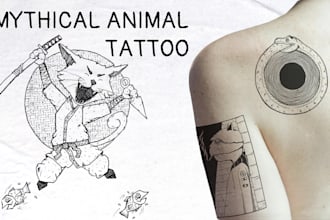 design a custom character or mythical animal tattoo