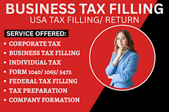 file your US sales tax in all states, 1120, 1040, 1065, 5472, income tax return