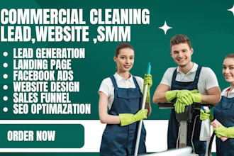 generate house, commercial cleaning  lead via facebook ads cleaning website, SMM