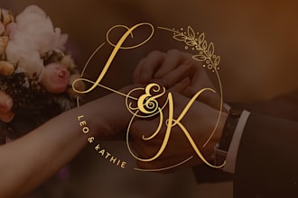 do minimalist wedding, elegant wedding monogram and custom couple initial logo