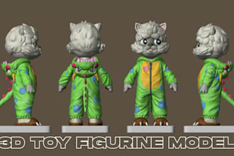 create cute kawaii 3d toy model, action figure, toy design, 3d figurine lego set