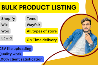 bulk import and export products on shopify, woocommerce etsy ebay wayfair wix