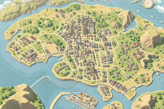 do map layout design, map rendering, game map design, map concept art, city map