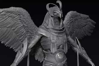 make realistic 3d humanoid,fantasy creature in zbrush,animal statue,3d print stl
