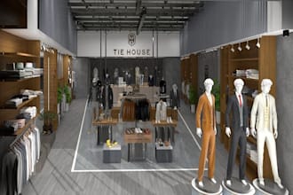 renew clothing store, retails, boutique, layout, 3d interior design, cgi render