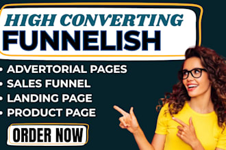 custom high converting funnelish sales page via gempage replo advertorial page