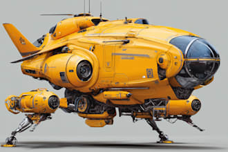 draw spaceship concept art or design a starship or scifi