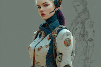 create realistic scifi, cyberpunk characters art