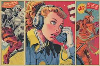 draw a retro vintage comic illustration