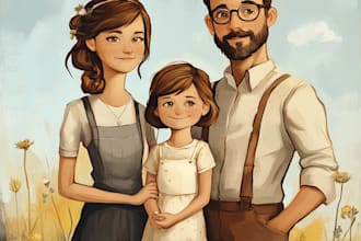 create a watercolor family portrait