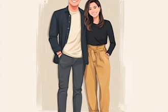 draw couple portrait illustration from photo