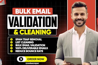bulk email validation, verification, list cleaning up to 1m