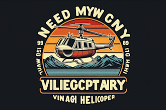 make your vintage retro helicopter logo in one day