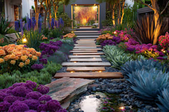 do a landscape design, pool, garden, patio, backyard