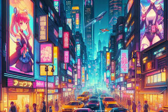 make an cyberpunk anime art