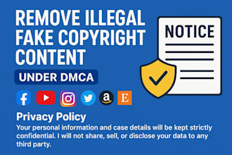remove illegal fake copyright content from fb tiktok yt ig twitter by dmca