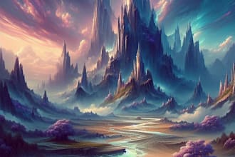 make an stunning fantasy landscape, background