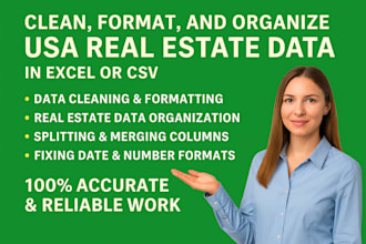 clean format, and organize USA real estate data in excel or CSV