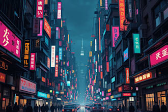 do city art, cyberpunk  art illustration